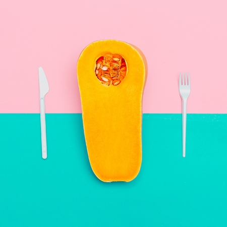 Pumpkin Raw Food Minimal art designの写真素材
