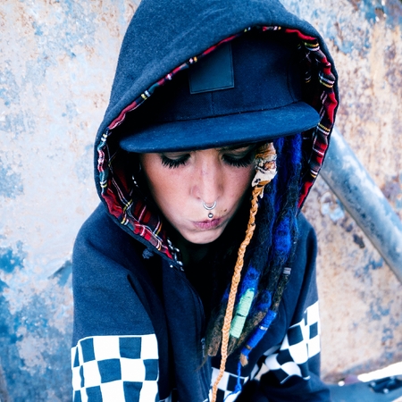 Young model rap hip hop style. Urban Street Fashionの写真素材