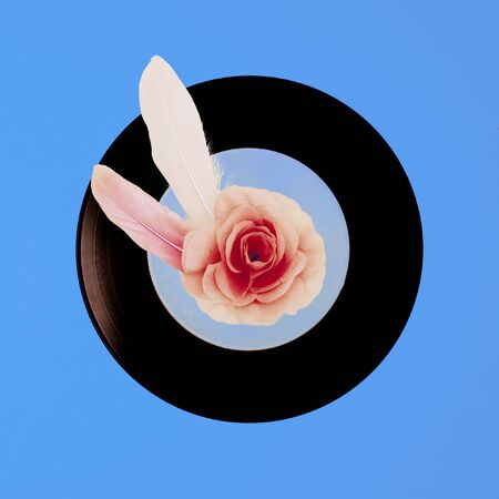 Vinyl Retro minimal collage artの写真素材