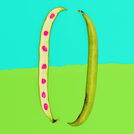 Green beans. Minimal vegan artの写真素材