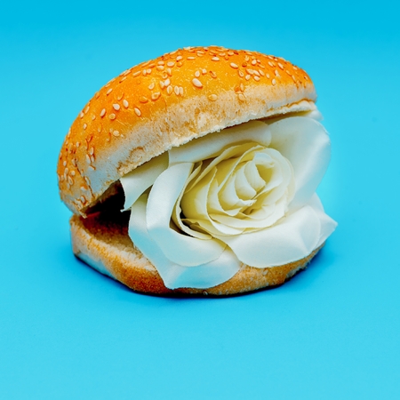 Roses burger surreal fashion artの写真素材