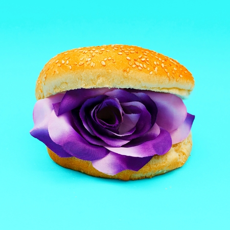 Roses burger surreal fashion art designの写真素材