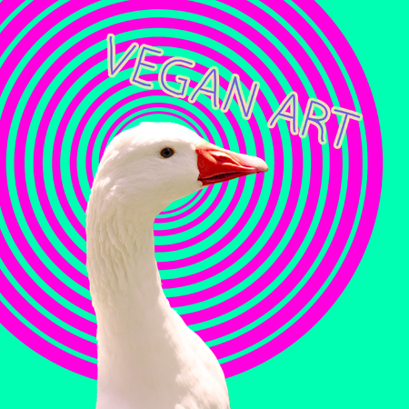 Modern vegan positive art. Fashion hipster goose. Be vegan. be in  trendの写真素材