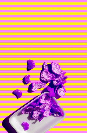 Fashion aesthetic moodboard collage walpappers.  Creative tangerine on geometry backgroundの写真素材