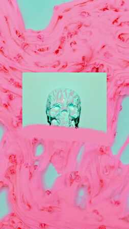 Stylish wallpaper  for smart phones and desktop. Minimal Pink skull vanilla mood