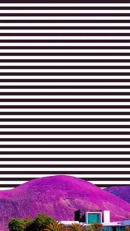 Aesthetic collage wallpaper. Mountain and geometry mixの写真素材