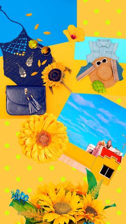 Fashion aesthetic moodboard. Summer colours vibesの写真素材