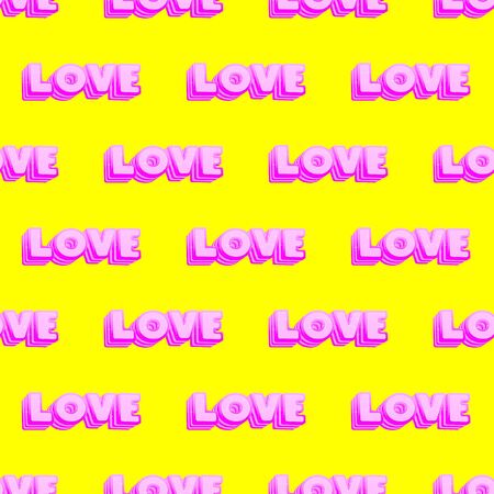 Seamless pattern. Text Love.Use for t-shirt, greeting cards, wrapping paper, posters, fabric print.の写真素材
