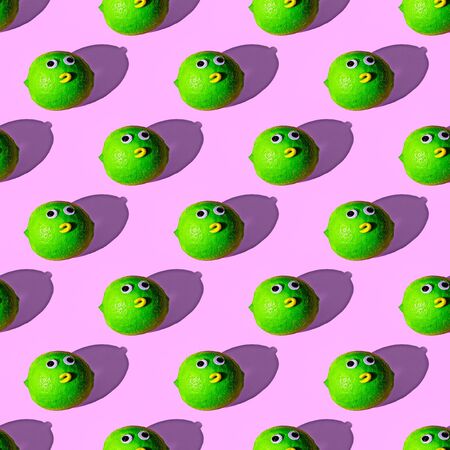 Seamless pattern. Funny lime. Use for t-shirt, greeting cards, wrapping paper, posters, fabric print.の写真素材