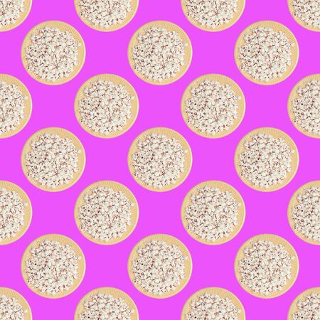 Seamless pattern. Pop corn. Use for t-shirt, greeting cards, wrapping paper, posters, fabric print.の写真素材