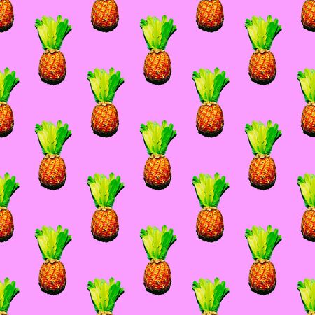 Seamless pattern. Pineapple. Use for t-shirt, greeting cards, wrapping paper, posters, fabric print.の写真素材