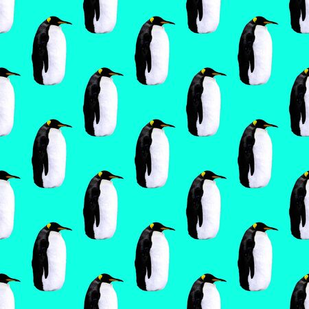 Seamless pattern. Funny Penguin.Use for t-shirt, greeting cards, wrapping paper, posters, fabric print.の写真素材