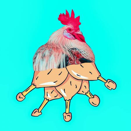 Minimal Contemporary collage Cock legs. Fun vegan concept artの写真素材