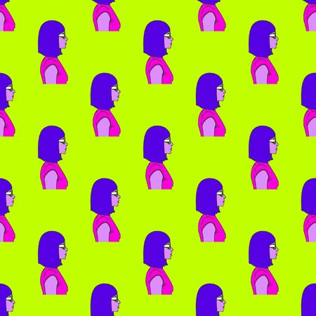 Seamless pattern. Stylish girl sketch Use for t-shirt, greeting cards, wrapping paper, posters, fabric print.の写真素材