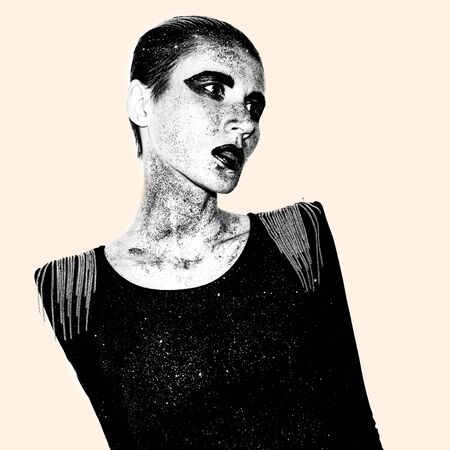 Fashion girl portrait minimal creative style artの写真素材