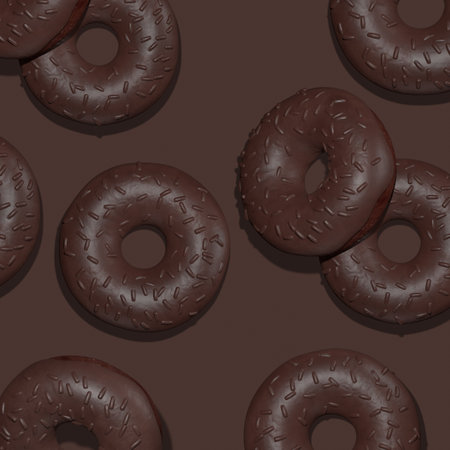3d render fashion flat lay scene. white chocolate glazed donuts on minimal textured background. Stylish breakfast creative food conceptの写真素材