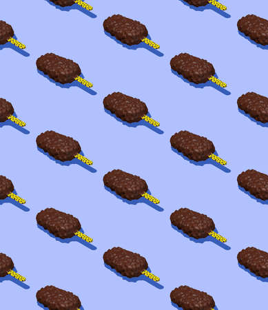 Seamless isometric 3d render pattern. Minimal design. Ice-cream lover, Restaurant, candy shop, food delivery conceptの写真素材