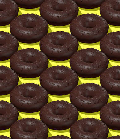 Seamless isometric 3d render pattern. White Chocolate donuts. Minimal design. Donuts lover, Restaurant, bakery candy shop, food delivery conceptの写真素材