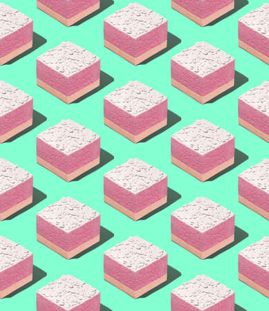 Seamless isometric 3d render pattern. Chocolate cookies mix. Cacao lover. Minimal design....