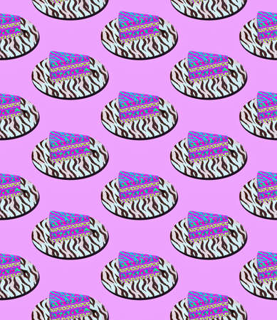Seamless isometric 3d render pattern. Creative animal print cake. Minimal design. Restaurant, bar,...