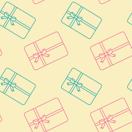 Seamless pattern on the surface. Vector texture of gift boxes for gift wrapping, wallpaper, web banner background, wrapping paper and fabric patterns.のイラスト素材