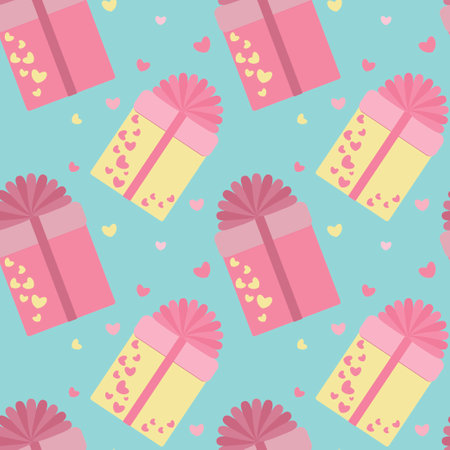 Gift boxes, seamless vector pattern. Birthday, Christmas. cartoon flat design.のイラスト素材