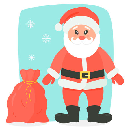 Vector drawing of Santa Claus with a bag of gifts. isolated.のイラスト素材