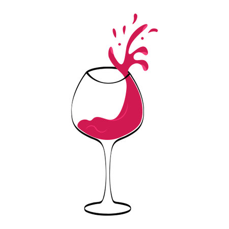 Vector illustration of a glass with red wine for designs, posters, brochures, logos on a white background.のイラスト素材