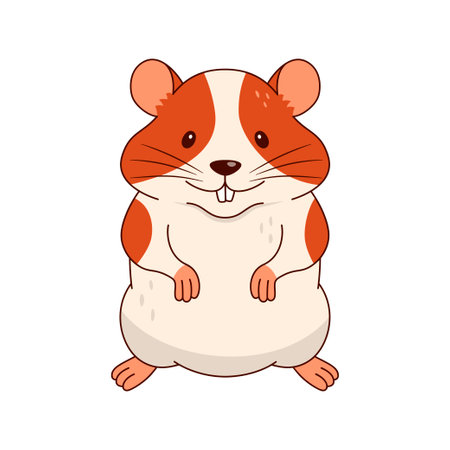 Cute orange and white hamster isolated on white background. Vector flat illustration.のイラスト素材