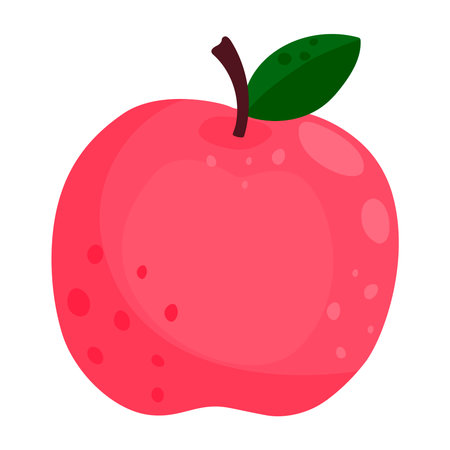 Ripe red apple. Healthy eating. Juicy fruit. Vector illustration is isolated on a white background.のイラスト素材