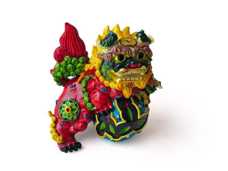 colorful chinese lion close upの写真素材