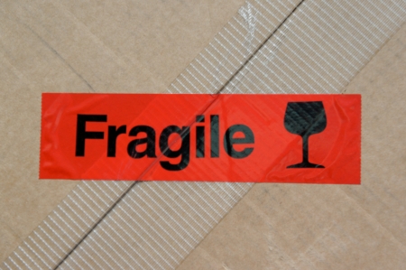 Fragile Label on cardboard boxの写真素材