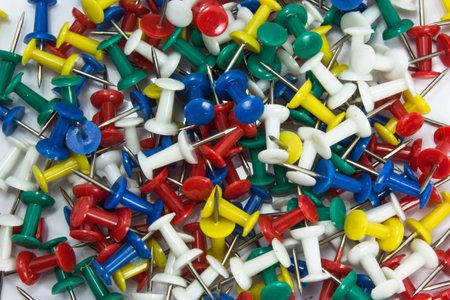 Colorful of pins on white isolate background