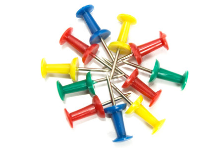 Colorful of pins on white isolate background