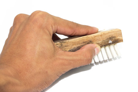 clothes cleaning brush isolated on white backgroundの写真素材