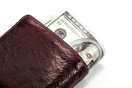 Dollar bills in wallet isolate white 