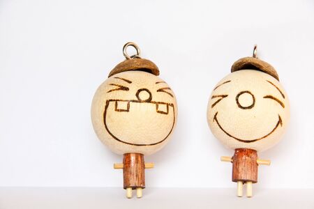 Wooden dolls happyの写真素材