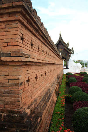 Walls made of brick in northern Thailandの写真素材