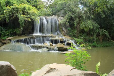 Waterfall-made for use in the gardenの写真素材