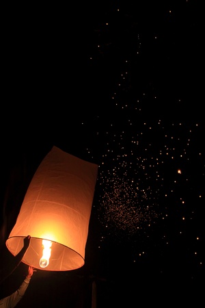 Thai festival of floating lightsの写真素材