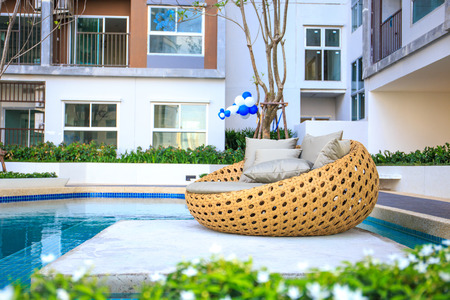 swimming pool in a condominiumの写真素材