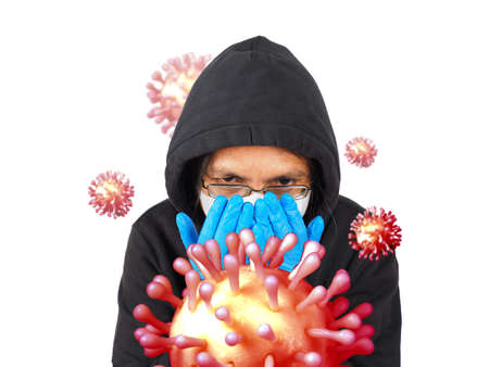 Man was defending himself and fighting the corona virus (Covid-19) and other diseases by wearing...