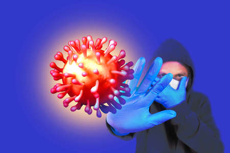 Man was defending himself and fighting the corona virus (Covid-19) and other diseases by wearing...