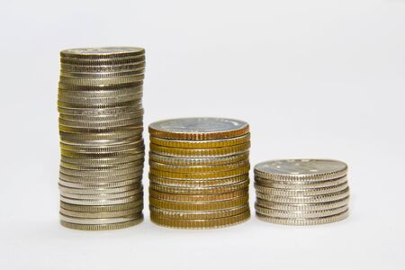 Stack of various coins