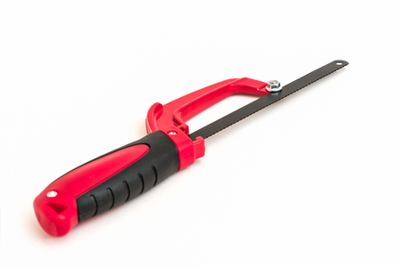 Hand saw isolated on whiteの写真素材