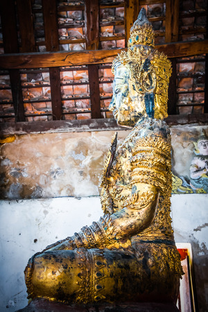 Buddha image in the temple, The art in the period of Ayutthaya at Wat Bot Phatumtanee Thailand, February 17, 2019の写真素材
