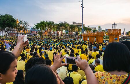 Thai people wear yellow shirts for His Majesty King Rama 10 through Ratchadamnoen Road, Bangkok, Thailand, May 5, 2019のeditorial素材