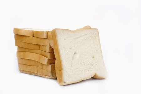White bread on white backgroundの写真素材
