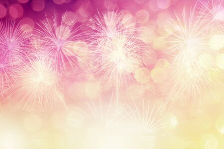 Fireworks night light abstract background for Christmas and New Year season. Beautiful fireworks for holiday celebration.の写真素材