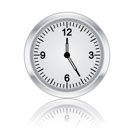 3D metal clock on isolated white backgroundのイラスト素材